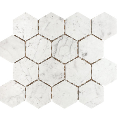 Hex 3 in. x 3 in. Honeycomb Stone Tile