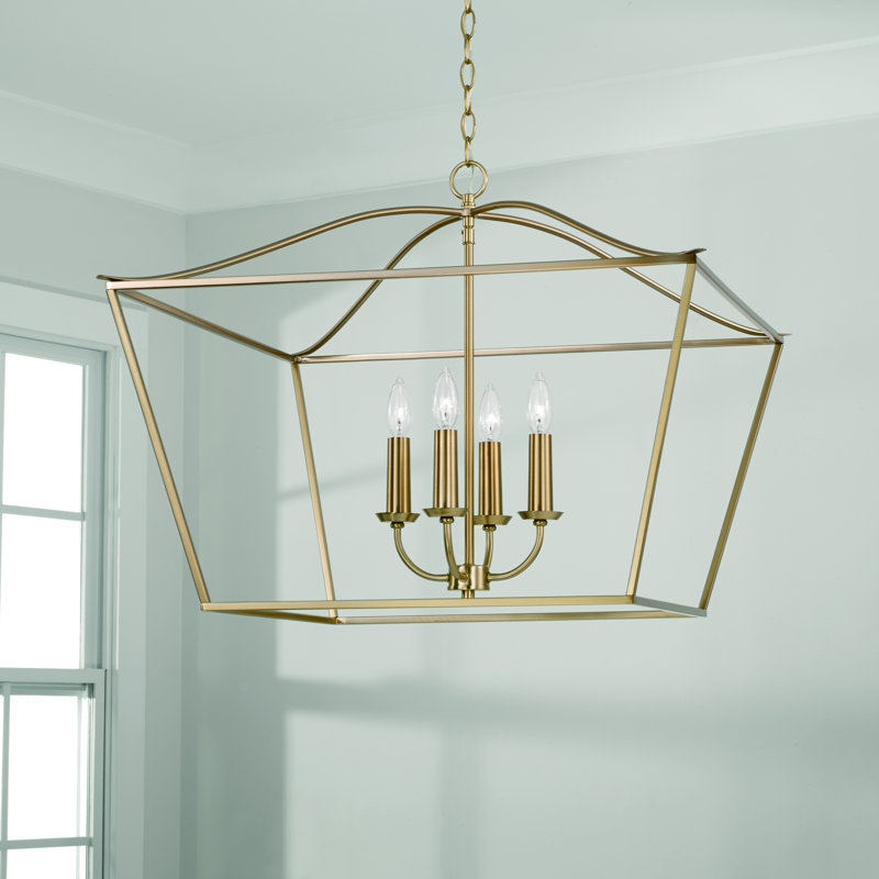 Luminaire suspendu 4 lumières Heidrun, Laiton mat