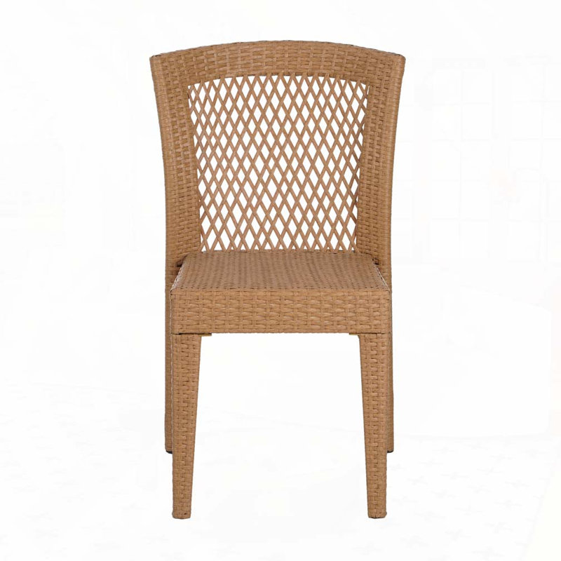 Outdoor Rattan Patio Side Chair, Light Brown