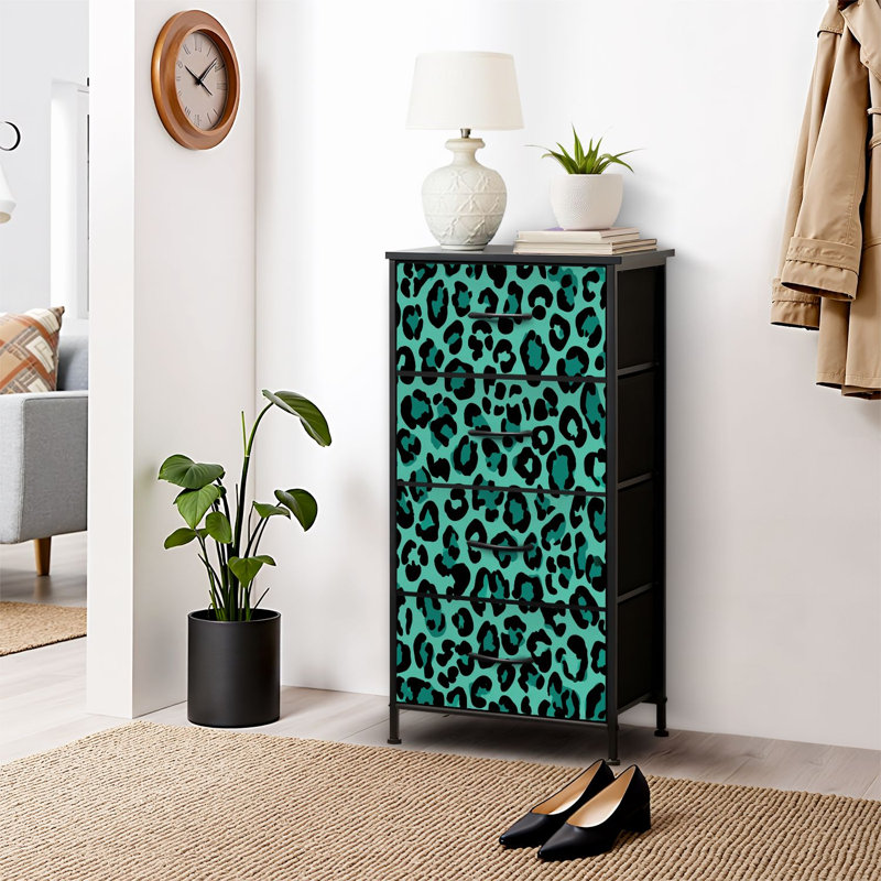 4 Drawer Dresser for Bedroom, Narrow Chest of Drawers, Wooden Top and Study Iron Frame 18"x37.5"-(WxH)
