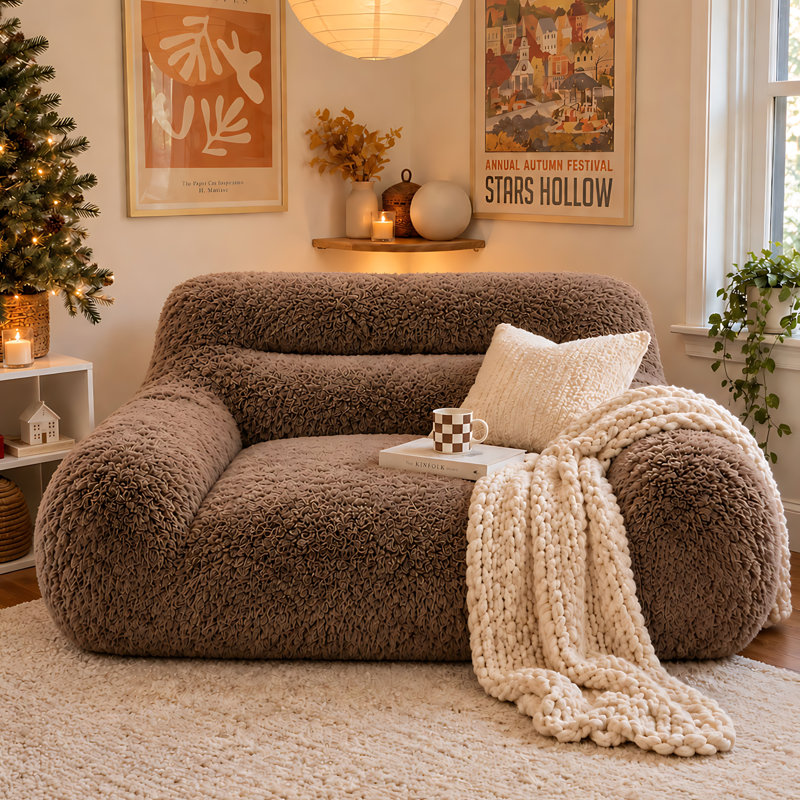 Canapé à billes Modern Boucle, Marron foncé