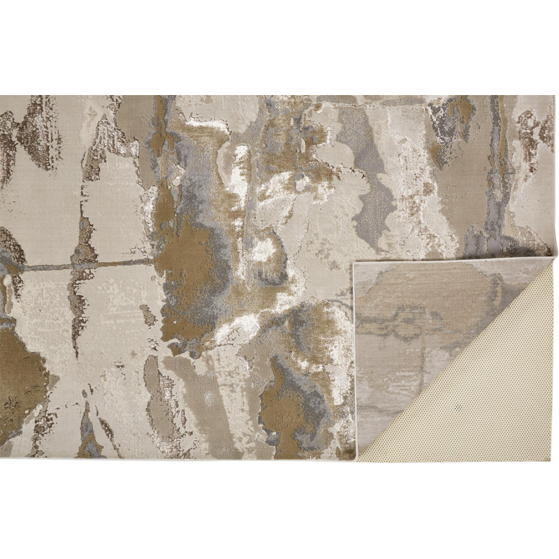 Tapis beige Shabari, Tapis de couloir 2 pi 10 po x 7 pi 10 po