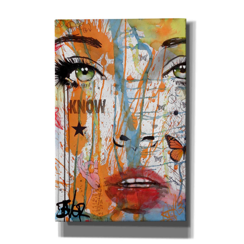 «Know» par Loui Jover, art mural sur toile, H 40 po x l 26 po x P 1,25 po