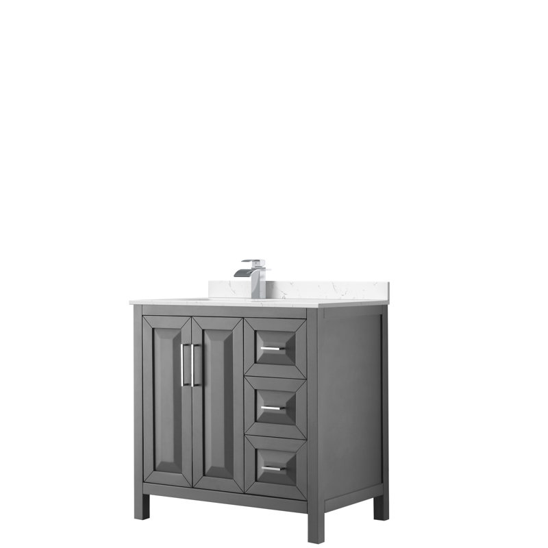 Daria 36'' W Single Vanity, Carrara Cultured Marble, Dark Gray, Polished Chrome