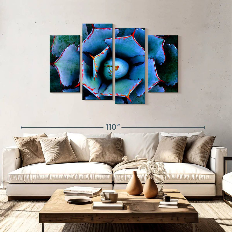 Harnek Red Lined Succulent, 48" H x 75" W