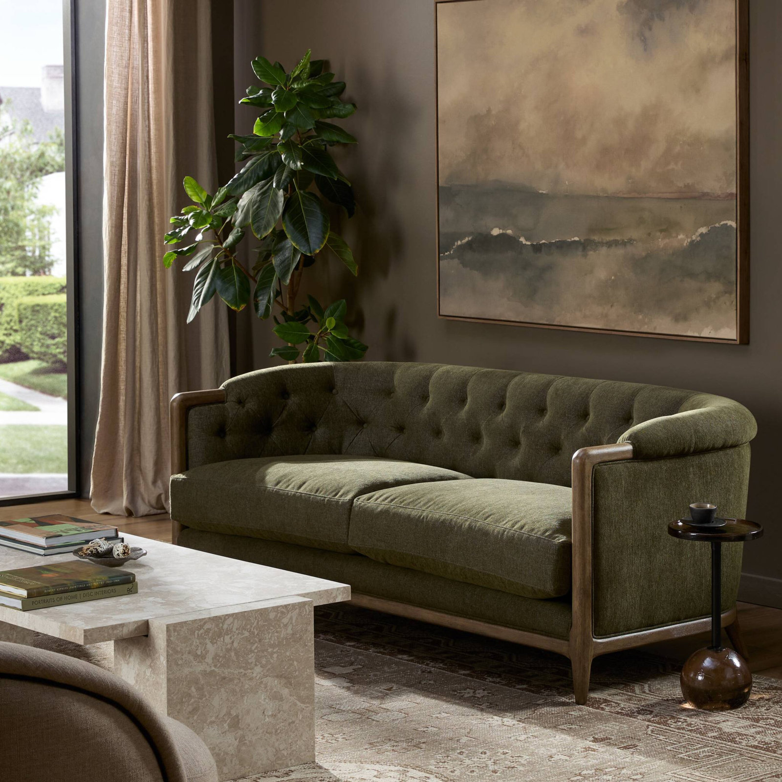 Colten 91'' Upholstered Sofa, 29.75" H x 78" W x 36" D, Sutton Olive
