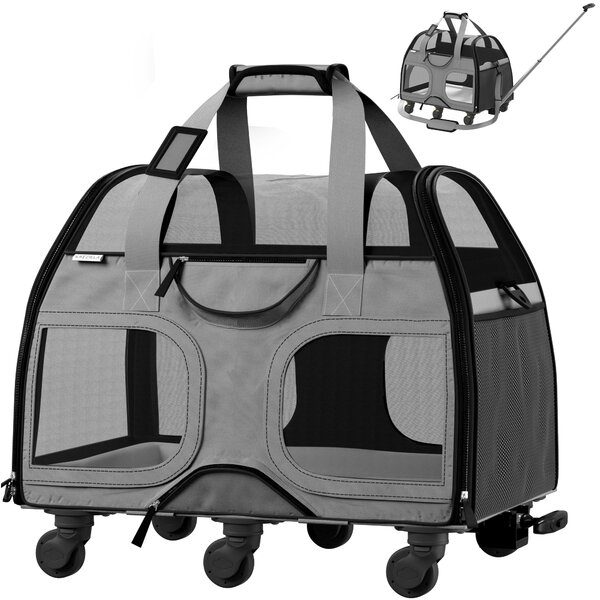 Katziela Luxury Rider Pet Carrier with Removable Wheels and