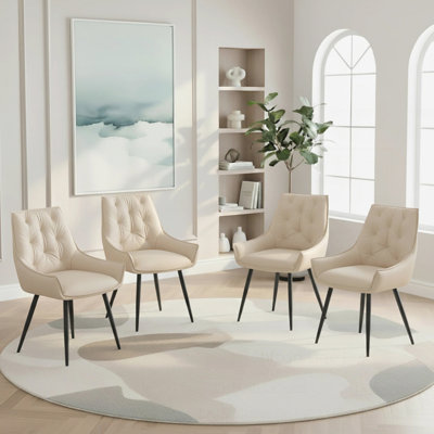 Ensemble de 4 chaises de salle à manger en similicuir à dossier plat rembourrées pour un confort moderne