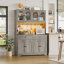 Armoire de cuisine 47,4 po, étagère de boulanger avec tablette à micro-ondes, éclairage à DEL intégré, armoire de rangement pour la cuisine, la salle à manger ou le salon