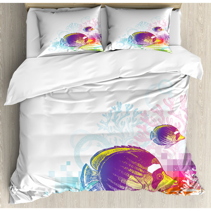 Coastal Polyester Duvet Cover, Queen Duvet Cover + 2 Shams