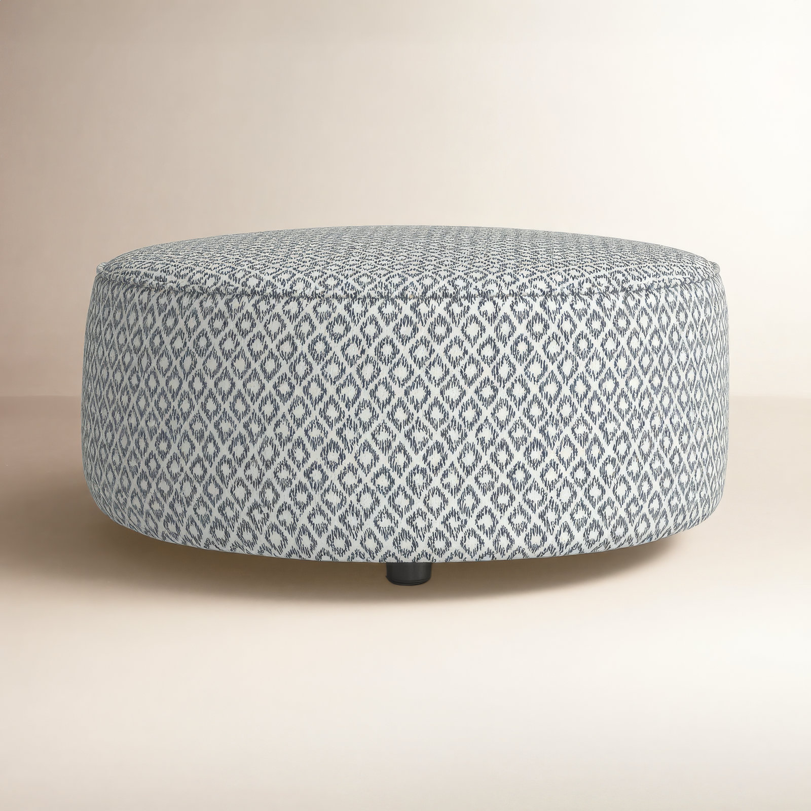 Murano Upholstered Ottoman, Block Fawn Chenille