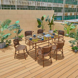 Rhyli 6 - Person Metal Patio Dining Set with Rectangular Table