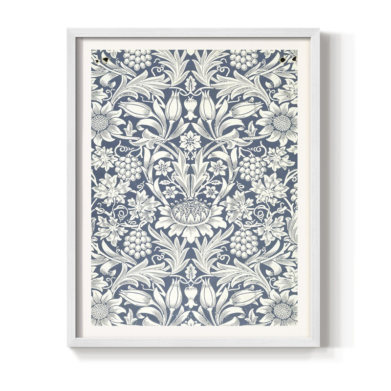 Impression abstraite vintage encadrée XLIV - bois massif, H 30 po x l 24 po, Blanc