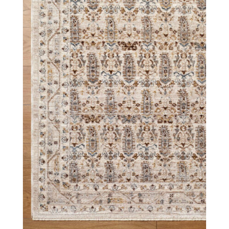 Tapis tissé à la machine Farshad, Gris / taupe / gris clair, Rectangle 6 pi 7 po x 9 pi 6 po