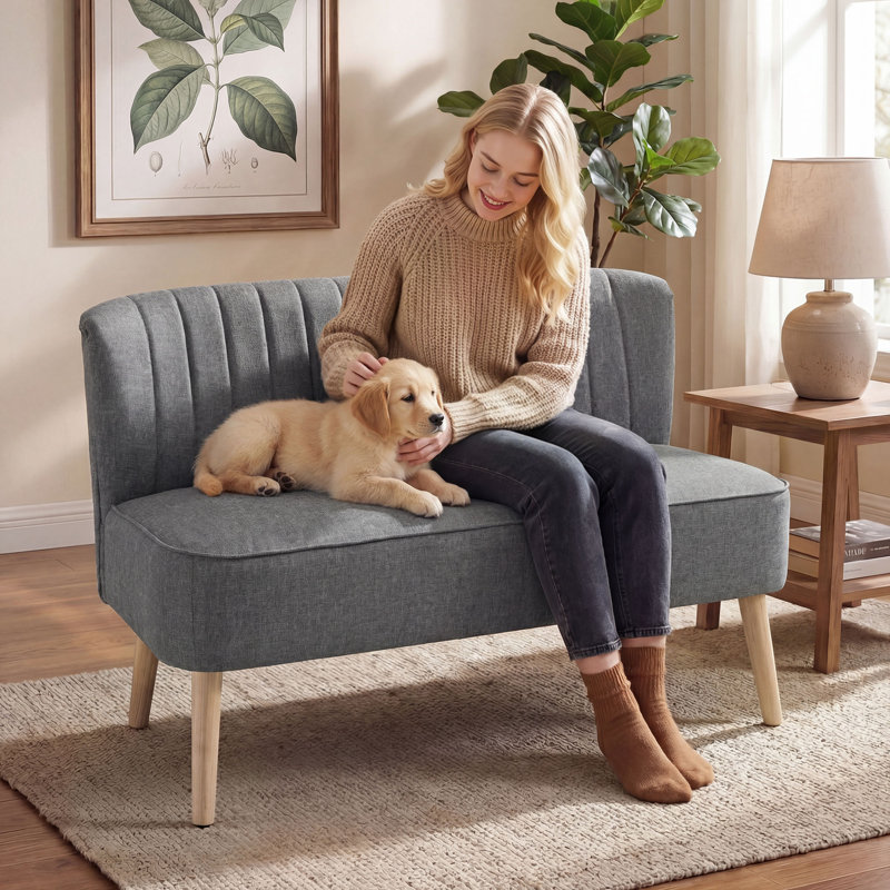 Maxen 2 Seater Loveseat, Grey, Polyester