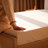 Zely Queen Size Bed With Tall Headboard, Textured Ivory Upholstery
