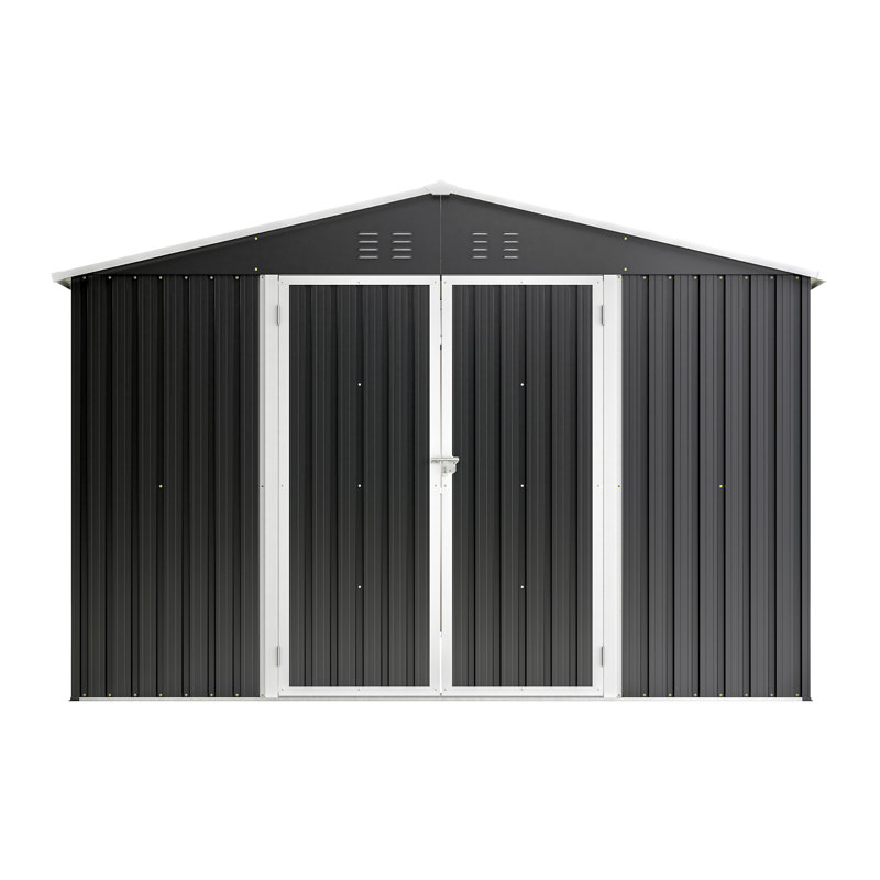 Outdoor Storage Shed, Black, 79.13" H x 113.7" W x 141.06" D
