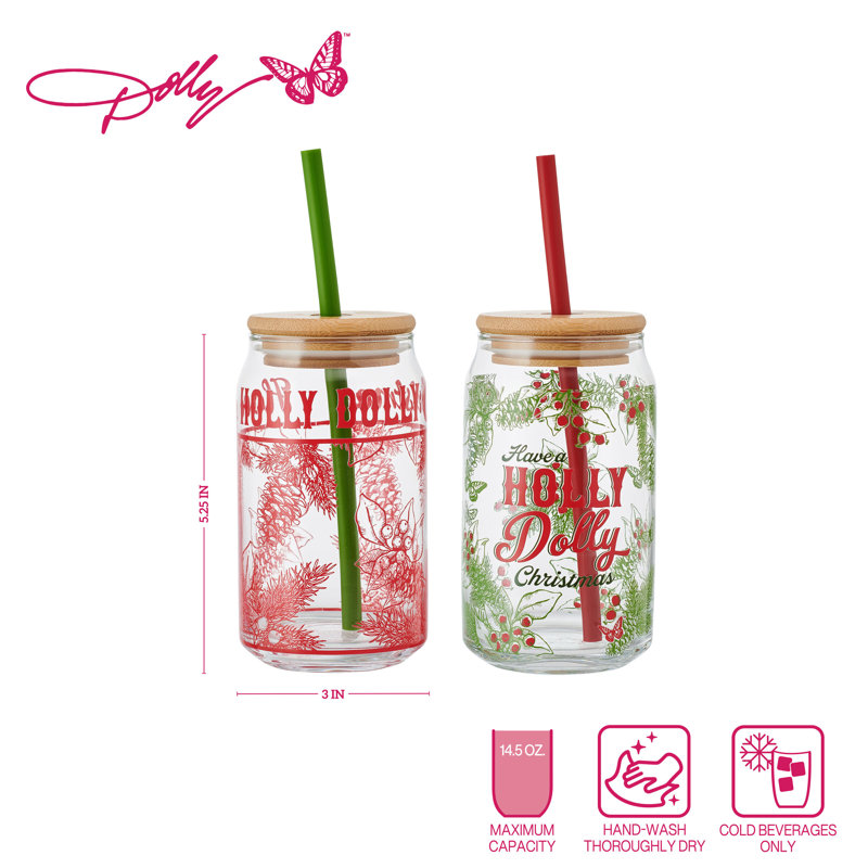 Ensemble de 2 verres à verres «Have a Holly Dolly Christmas» Holly Dolly