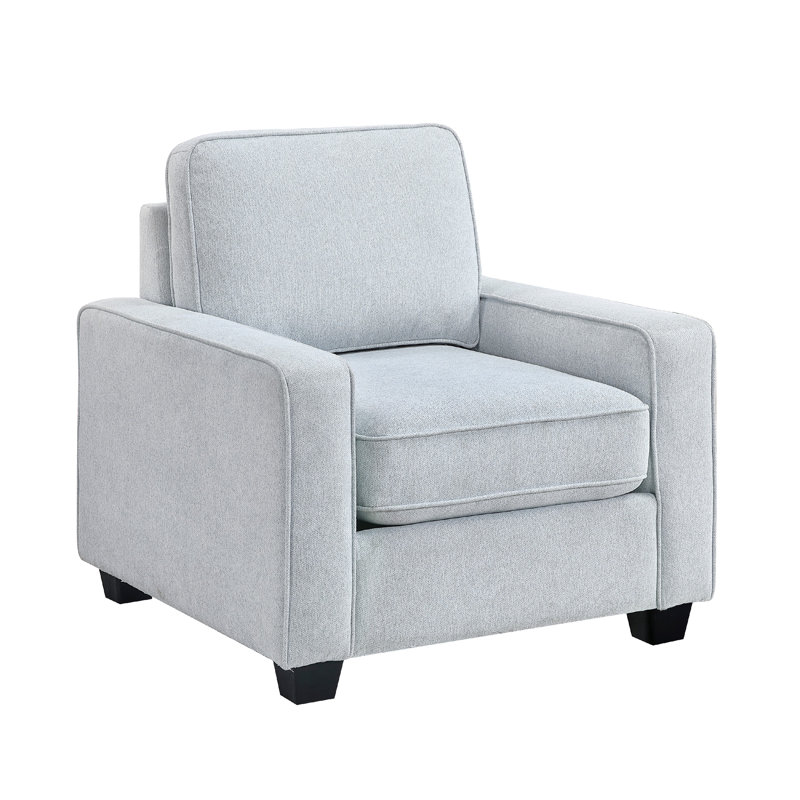 Chaise d'appoint avec coussins réversibles Pery, polyester gris clair moderne