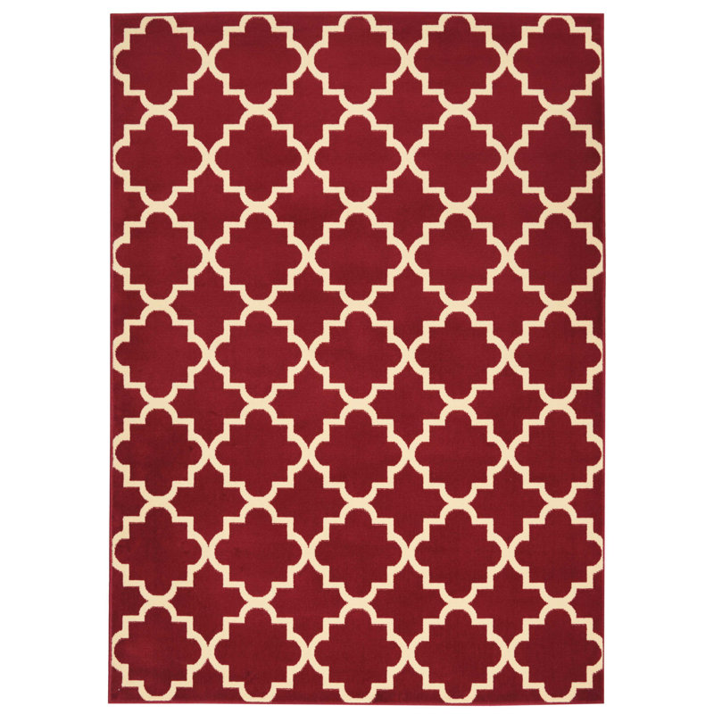 Tapis rouge à motif géométrique Hankinson Prague, Rectangle 5 pi 3 po x 7 pi 3 po