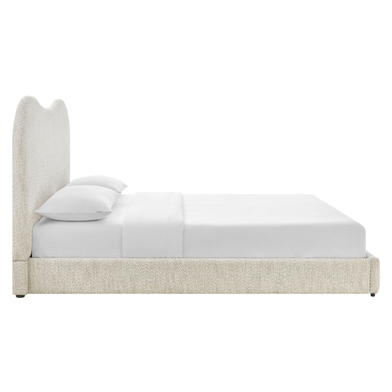 Seluna Boucle Queen Platform Bed, Pearl
