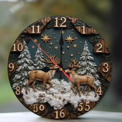 Clock-Numbers-In-Snow-With-Pine