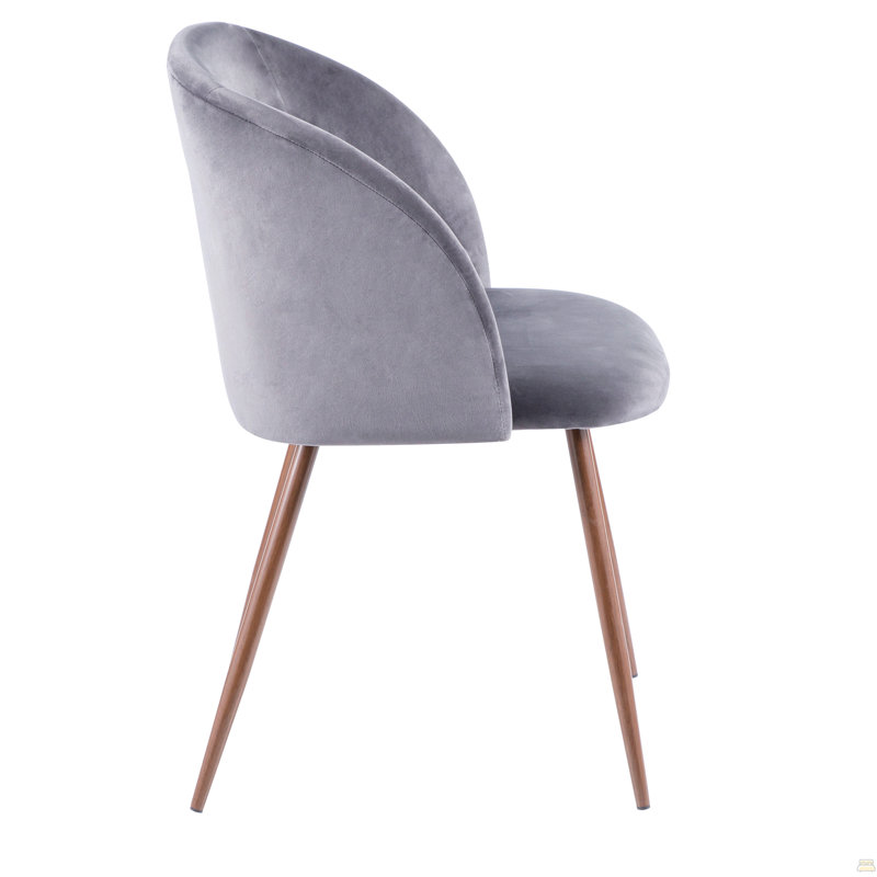 Chaise de salle à manger / d'appoint contemporaine en noyer avec velours gris - ensemble de 2
