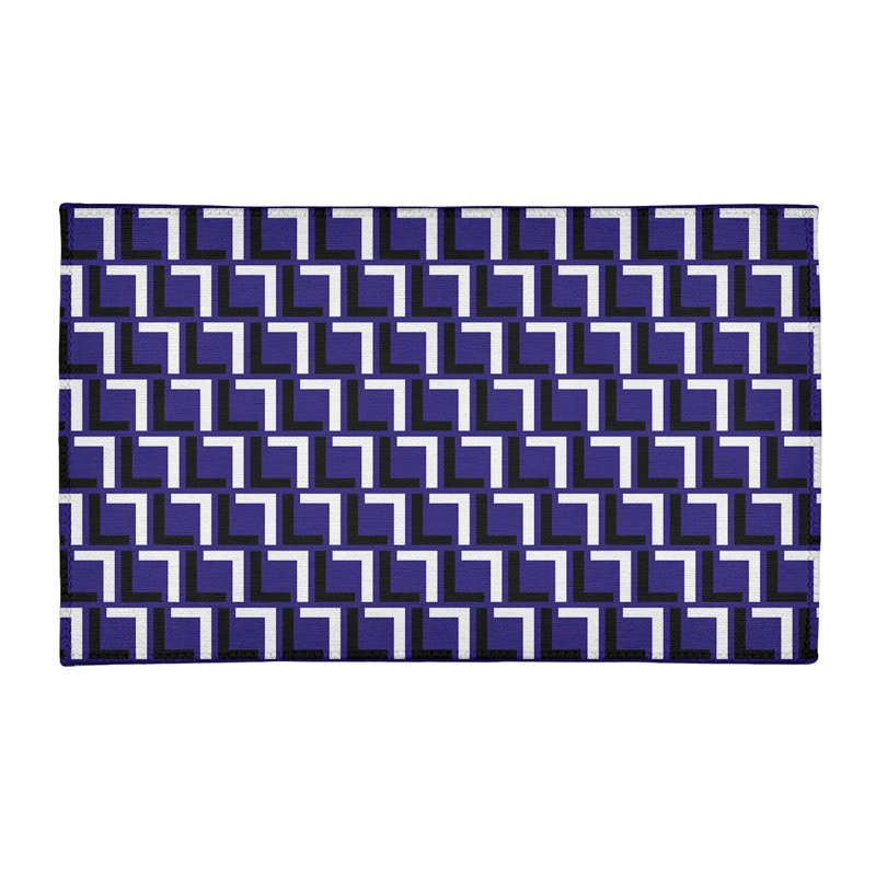 Tapis géométrique mauve / blanc cassé / noir, Rectangle 4 pi x 6 pi