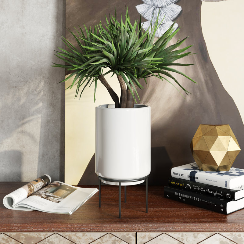 Pot à fleur d'intérieur en céramique Jemina, Blanc