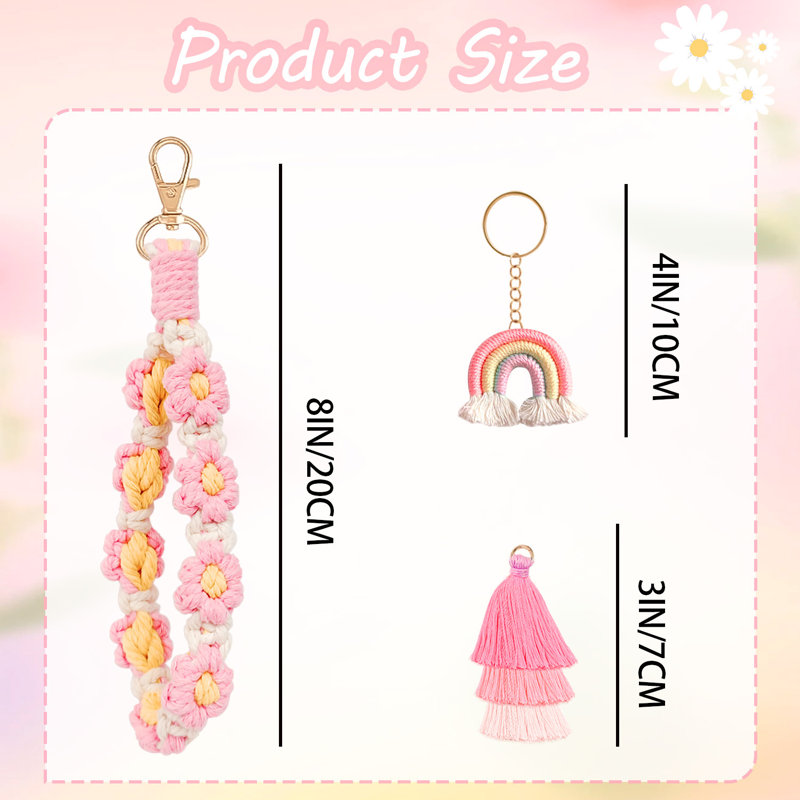Porte-clés Boho Daisy Flower, 3 en 1