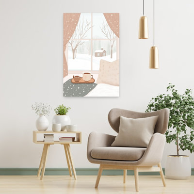 «Cozy Winter Window Peaceful Serene Abstract Landscape Winter», reproduction d'art mural