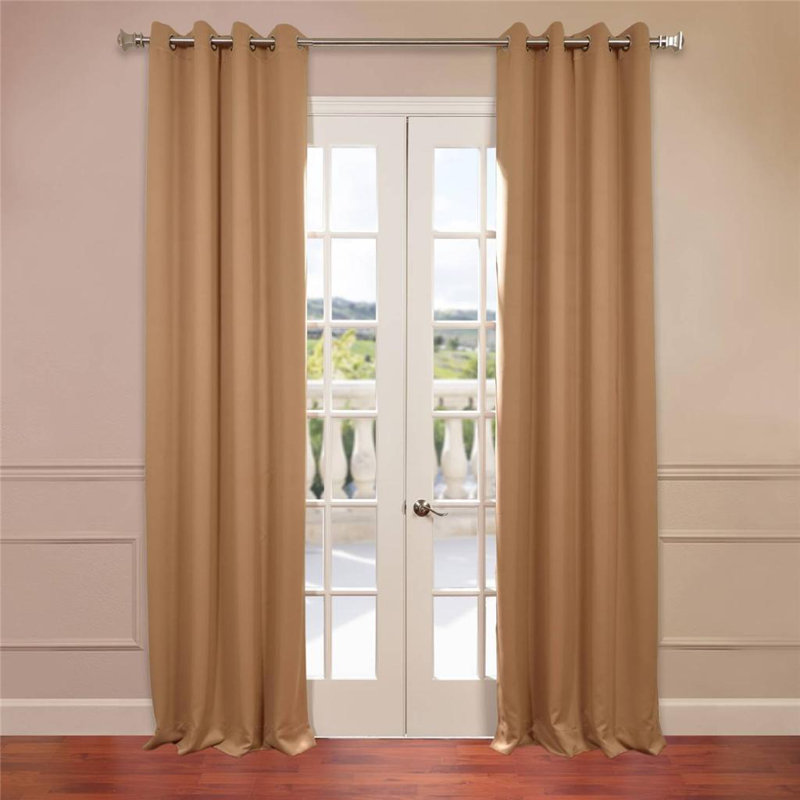 Room Darkening Grommet Single Curtain Panel, Alpaca Tan, 50" W x 108" L