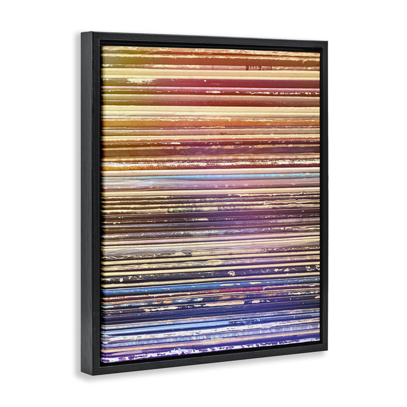  "Music Album Disque", Edges, encadré sur toile flottante par Graffi * Tee Studios, H 21 po x l 17 po