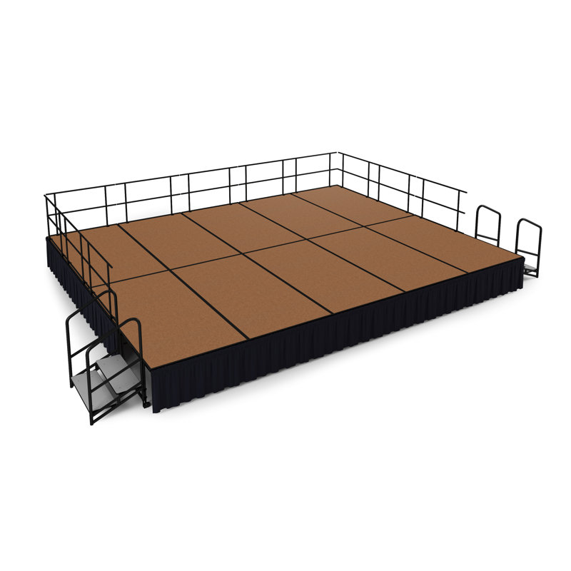 Ensemble de scène en panneaux durs de 16 pi x 20 pi, 24 po de hauteur, H 24 po x l 240 po x P 192 po, Brun
