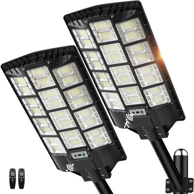 9800W Outdoor Solar Street Lights Replacement – 750,000 LM Solar Powered Waterproof Flood Lights, Motion Sensor LED Street Light, 2-Pack