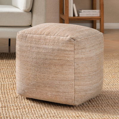Harbor 18" Dark Brown Upholstered Pouf Ottoman