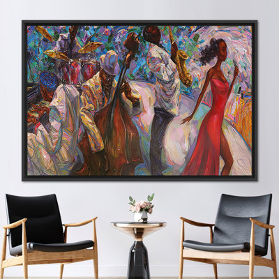 African Jazz Musicians Oil Painting Print: Pianist and Singer Wall Art Poster