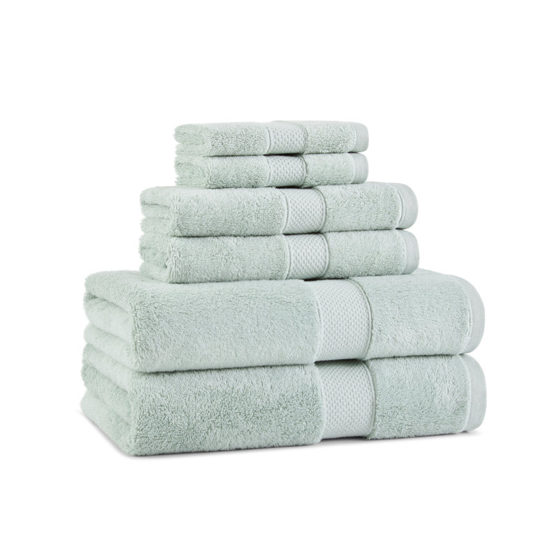 Egyptian-Like Cotton 6pc Towel Set, Aqua Green