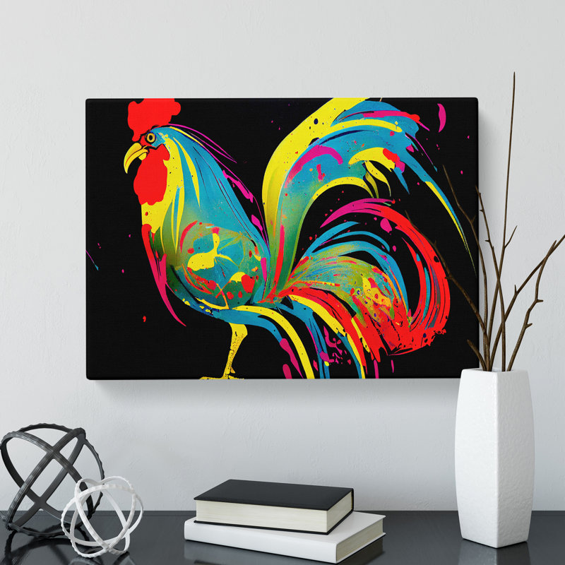Painted Rooster Abstract - Wrapped Canvas, 35cm H x 50cm W x 3cm D