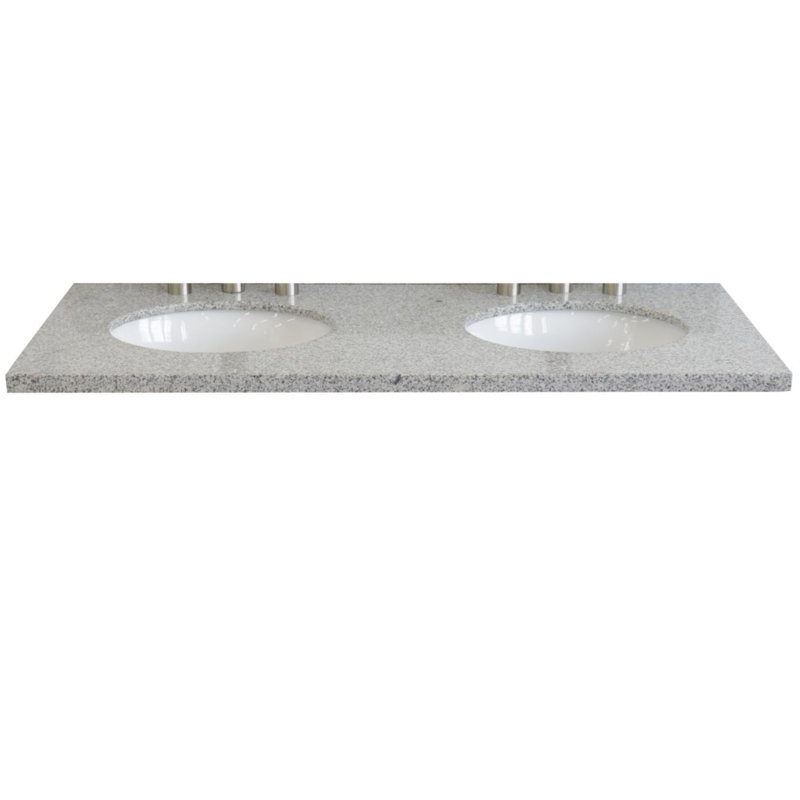 Plateau de meuble-lavabo double 49 po avec lavabo, Gris