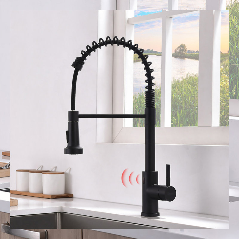 Touchless Kitchen Faucet,Hands Free Automatic Smart Kitchen Faucet Black Smart Kitchen Faucet, Black