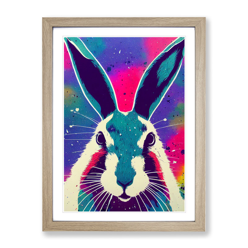 Hare No.1 Abstract - Single Picture Frame Painting, 64cm H x 46cm W x 2cm D, Oak