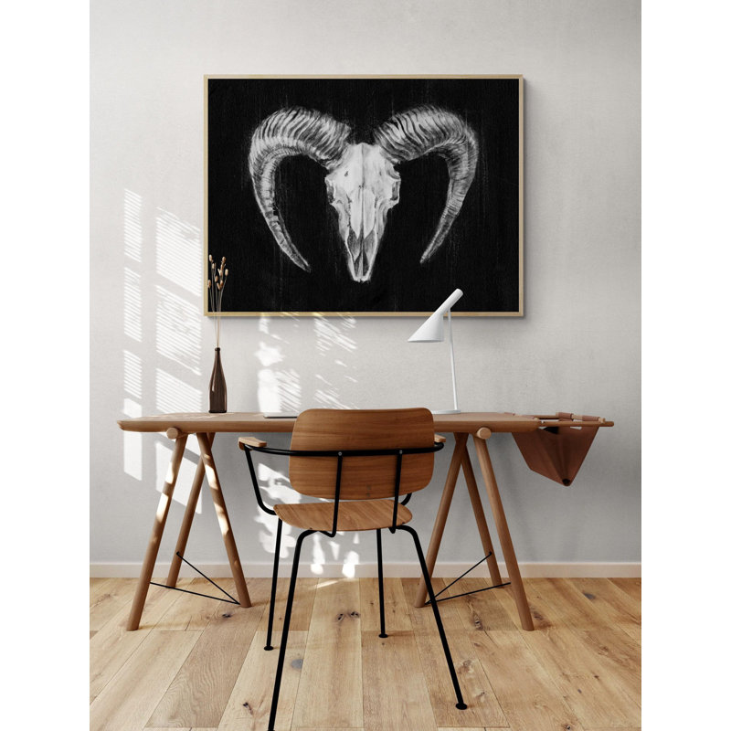 «Rustic Ram Mount II» par Ethan Harper, impression encadrée Ethan Harper, impression de crâne Alay et art squelette rustique, art mural encadré