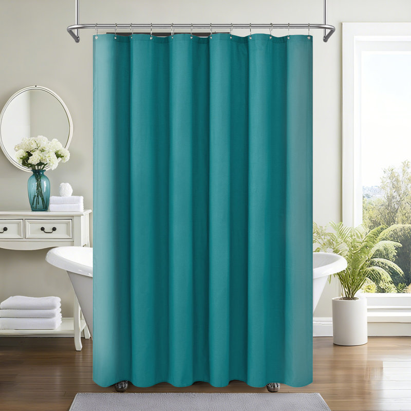 Rideau de douche doux et léger en tissu uni gaufré, Turquoise
