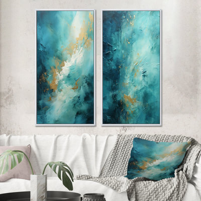 " Turquoise Tranquility " 2 - Pieces on Canvas