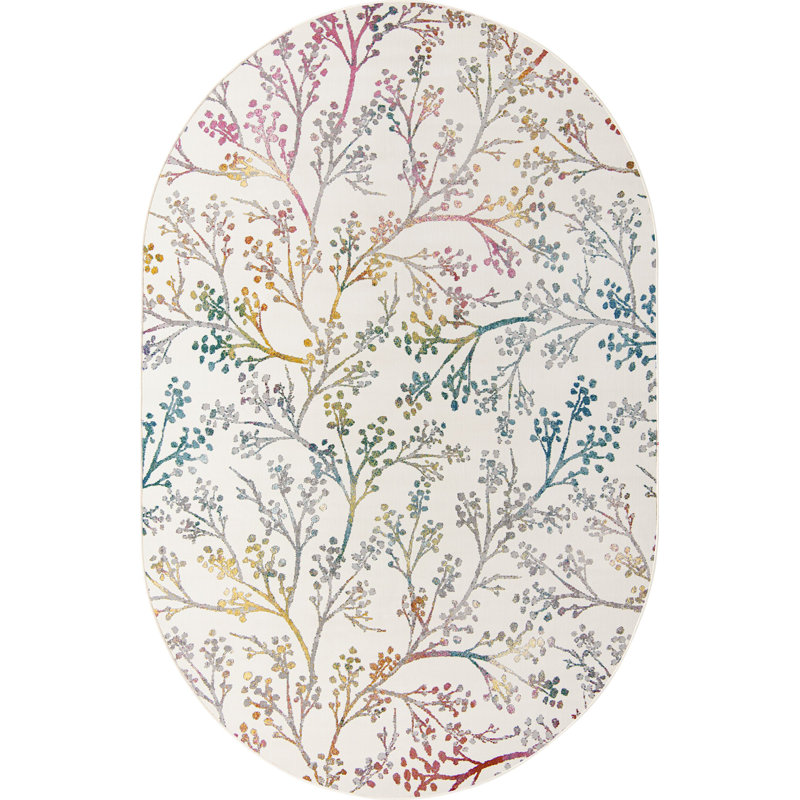 Floral Indoor Rug, Oval 4' x 6'
