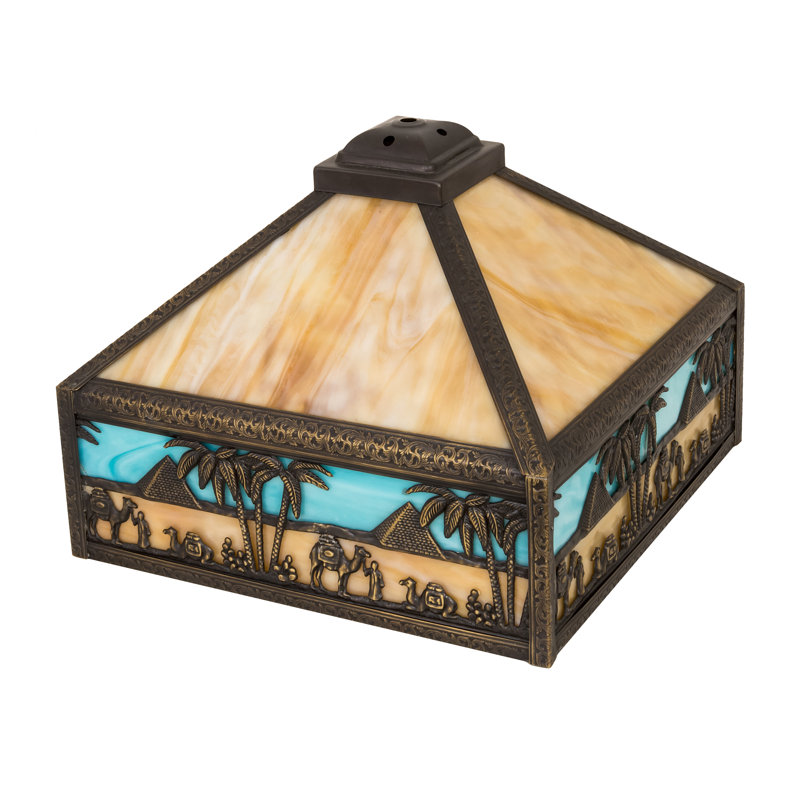 Abat-jour fantaisie en verre 10,5 "en beige / bleu