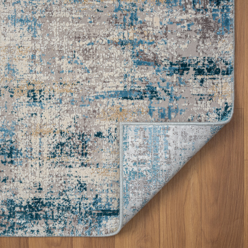 Elian Modern Abstract Two Million Point Gray/Blue Rug with High-Low Texture, Runner 2' x 6'