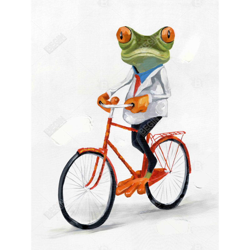 Drôle de grenouille sur un vélo