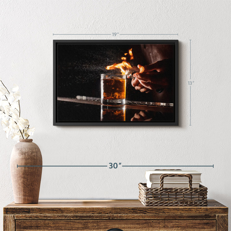"Impression sur toile de verre whisky flamboyant", H 13 po x l 19 po